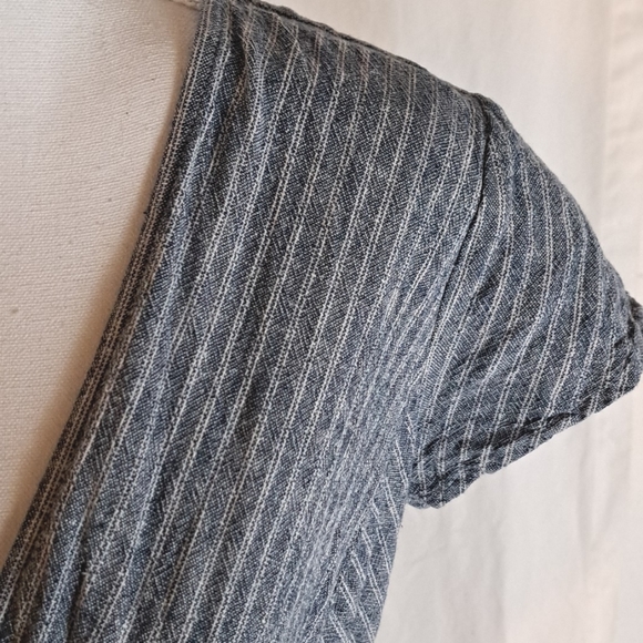 Banana Republic linen viscose blue white stripe faux wrap cap sleeve maxi sz6 - Picture 8 of 15